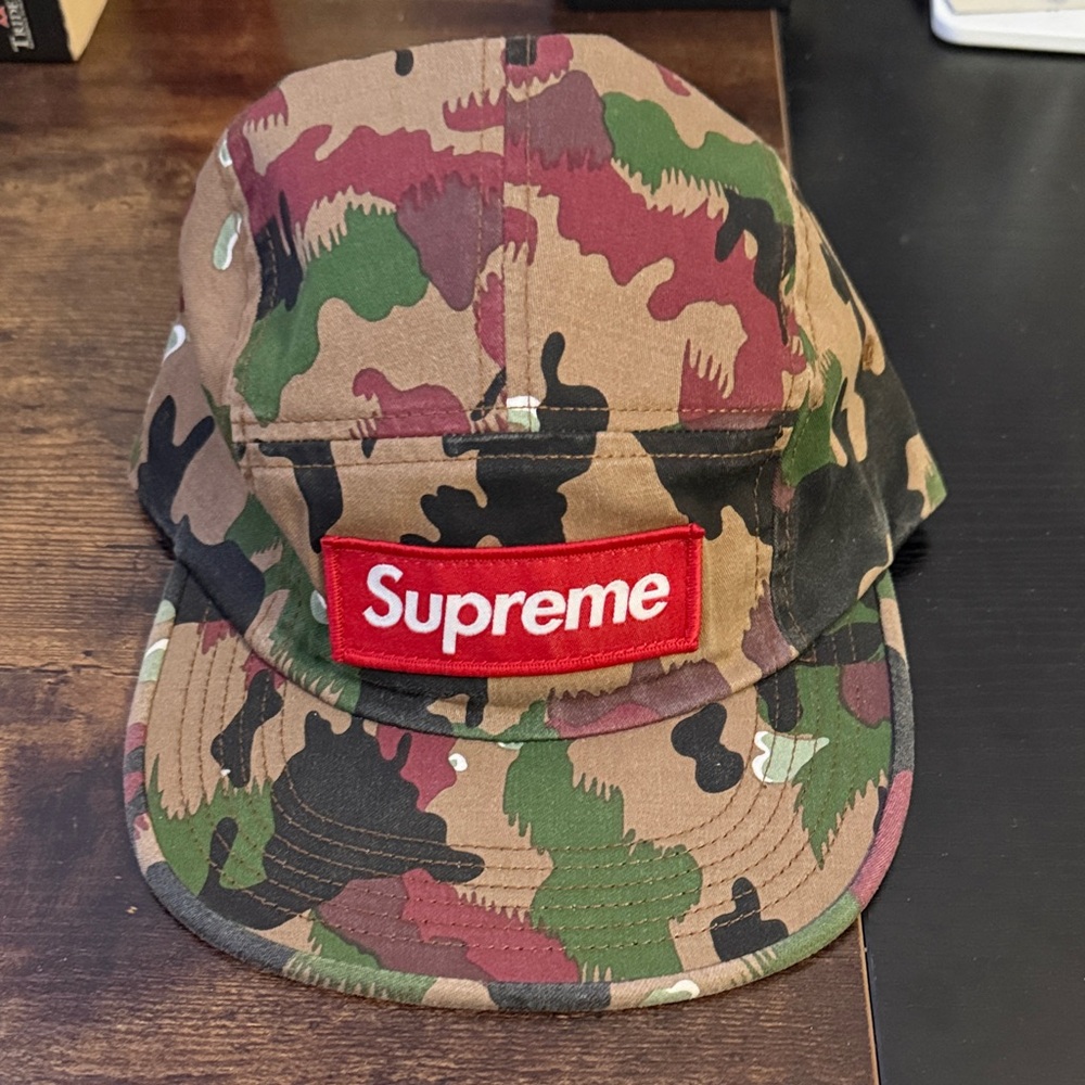 Supreme Red Logo Camouflage Hat